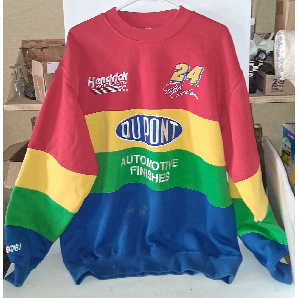 Vintage Jeff Gordon Sweatshirt NASCAR DuPont Red Yellow Y2K 2000's Men's XL SEE